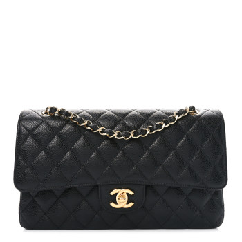 CHANEL Caviar Quilted Medium Double Flap Black