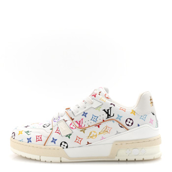 LOUIS VUITTON LV X TM Calfskin Monogram Multicolor Womens LV Trainer Sneakers 38.5 White