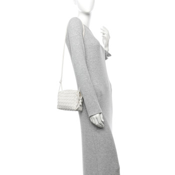 BOTTEGA VENETA Nappa Intrecciato Mini Loop Camera Bag White