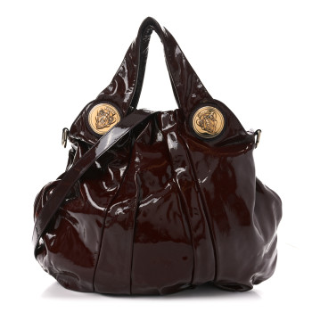GUCCI Patent Medium Hysteria Top Handle Bag Bordeaux