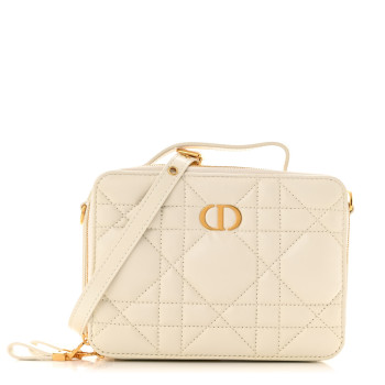 CHRISTIAN DIOR Calfskin Macrocannage Caro Box Bag Latte