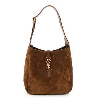 SAINT LAURENT Suede Small Le 5 A 7 Soft Hobo Orange Caramel