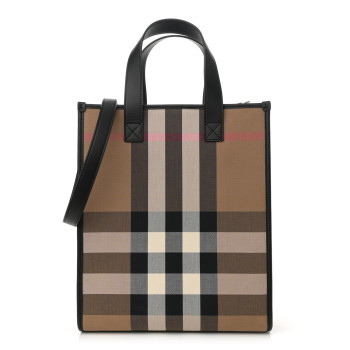 BURBERRY Calfskin House Check Small N/S Tote Black