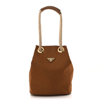 PRADA Re-Nylon Triangle Mariner Small Bucket Bag Brandy