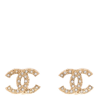 CHANEL Crystal CC Earrings Gold