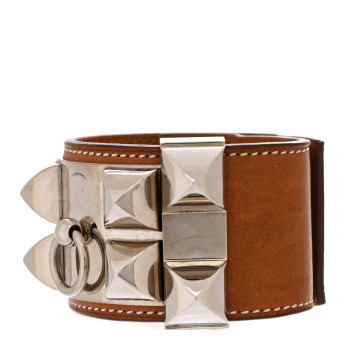 HERMES Barenia Collier De Chien CDC Bracelet S Fauve
