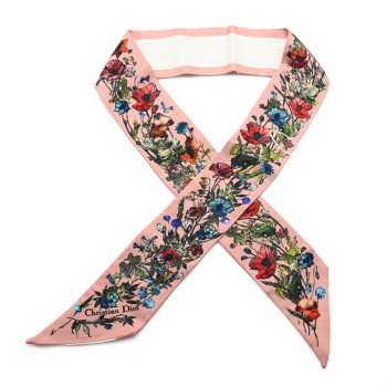 CHRISTIAN DIOR Silk Twill D-Millefiori Mitzah Scarf Pink Multicolor