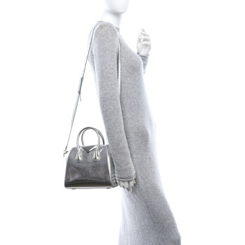 GIVENCHY Metallic Sugar Goatskin Mini Antigona Silver