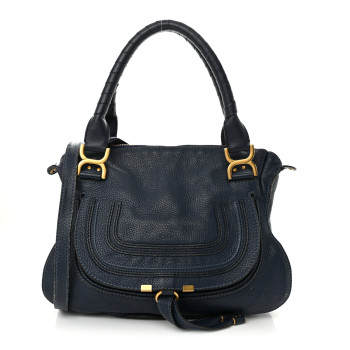 CHLOE Calfskin Small Marcie Satchel Navy Blue
