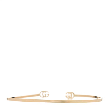 GUCCI 18K Yellow Gold Diamond GG Running Cuff Bracelet