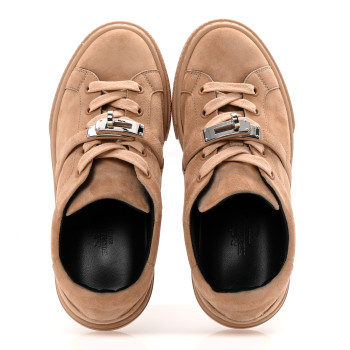 HERMES Suede Day Sneakers 35 Bois De Santal