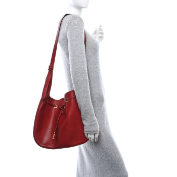 SAINT LAURENT Smooth Calfskin Paris VII Large Flat Hobo Red