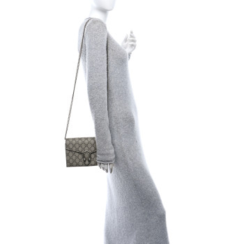 GUCCI GG Supreme Monogram Mini Dionysus Chain Wallet Beige Taupe