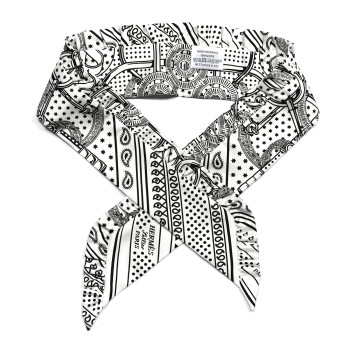 HERMES Silk Eperon d'Or Bandana Ruffle Twilly White Black