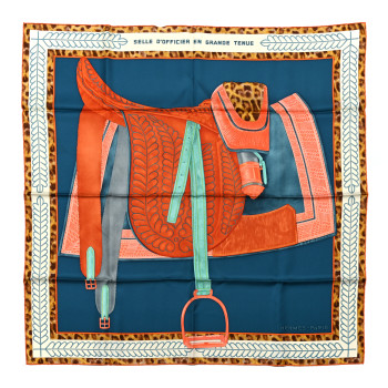 HERMES Silk Selle d'Officier En Grande Tenue Scarf 90