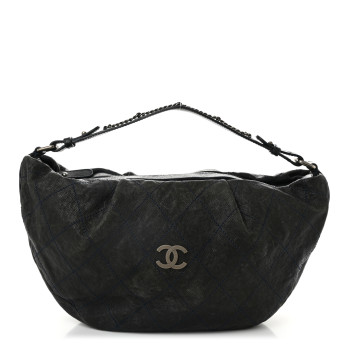 CHANEL Caviar Stitched Outdoor Ligne Hobo Black