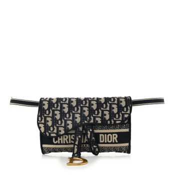 CHRISTIAN DIOR Oblique Slim Saddle Pouch Blue