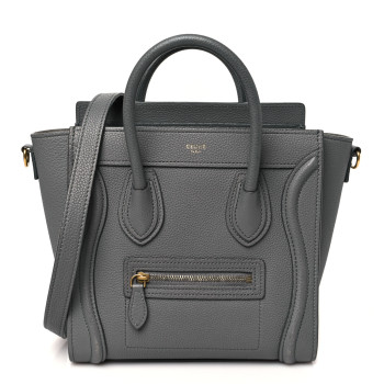 CELINE Baby Drummed Calfskin Nano Luggage Kohl