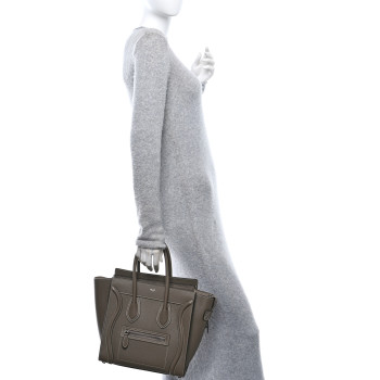 CELINE Drummed Calfskin Micro Luggage Souris