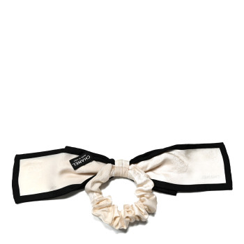 CHANEL Silk Hair Tie Ivory Black