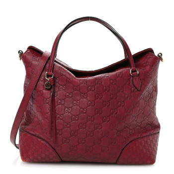 GUCCI Guccissima Medium Bree Foldover Tote Classic Ruby