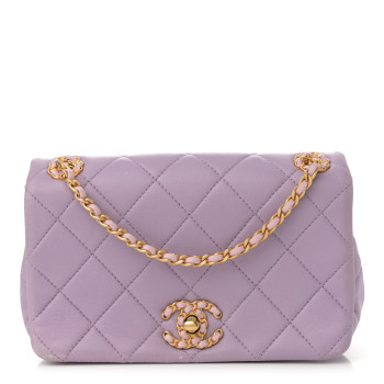 CHANEL Lambskin Quilted Braided CC Small Flap Lilac