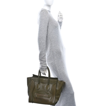 CELINE Drummed Calfskin Mini Luggage Souris