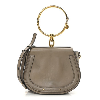 CHLOE Calfskin Suede Small Nile Bracelet Bag Motty Grey