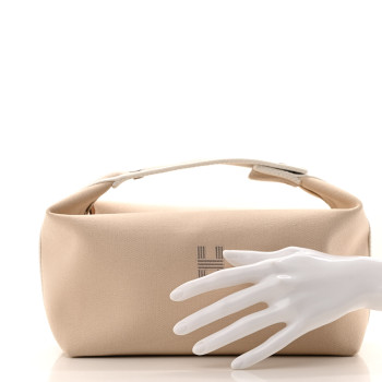 HERMES Canvas Large Bride-A-Brac Pouch Natural
