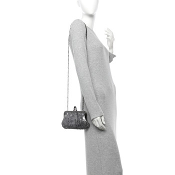 CHRISTIAN LOUBOUTIN Glitter Fabric Crossbody Clutch Silver