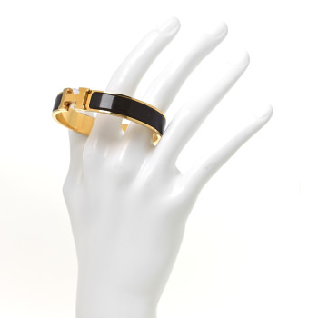 HERMES Enamel Narrow Clic Clac H Bracelet GM Moka
