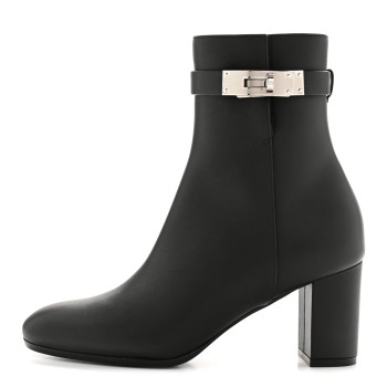 HERMES Calfskin Saint Germain Ankle Boots 35.5 Black