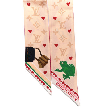 LOUIS VUITTON Silk Monogram LV Love Letters BB Bandeau Pink