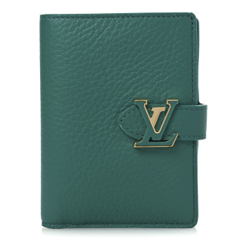 LOUIS VUITTON Taurillon Capucines Vertical Compact Wallet Green