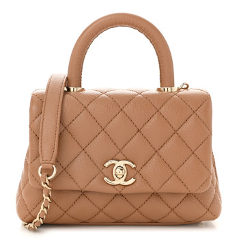 CHANEL Caviar Quilted Extra Mini Coco Handle Flap Brown