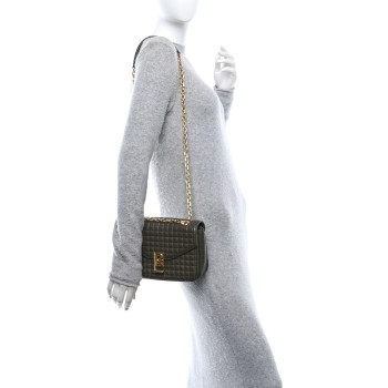 CELINE Calfskin Quilted Medium C Bag Khaki