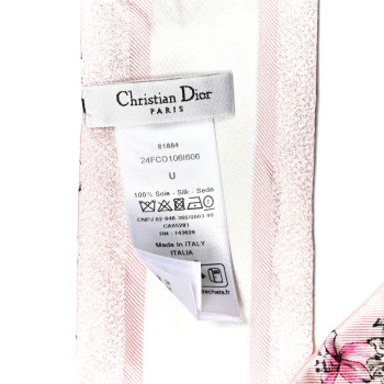 CHRISTIAN DIOR Silk Floral Mitzah Scarf Rose