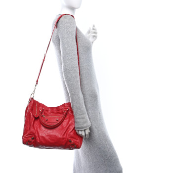 BALENCIAGA Agneau Giant 12 Rose Gold Hardware Velo Coquelicot