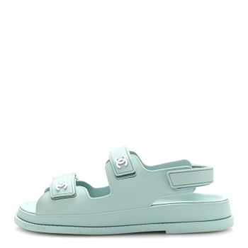 CHANEL Rubber CC Dad Sandals 39 Light Blue