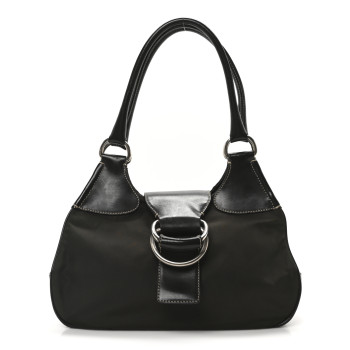 PRADA Tessuto Nylon Calfskin Shoulder Bag Mimetico Moro