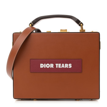 CHRISTIAN DIOR Calfskin Dior Tears Mini Briefcase Brown Red