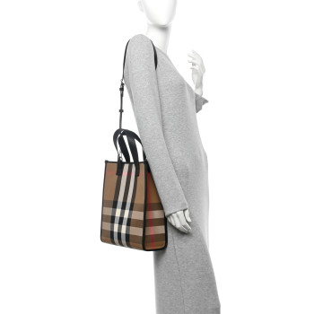 BURBERRY Calfskin House Check Small N/S Tote Black