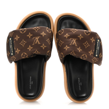 LOUIS VUITTON Nylon Monogram Pool Pillow Comfort Mule 39 Cacao Brown