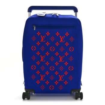 LOUIS VUITTON Knit Monogram Horizon Soft 55 Suitcase Blue Orange