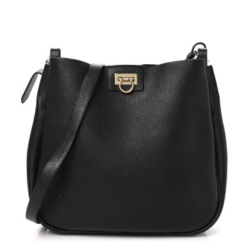 SALVATORE FERRAGAMO Calfskin Reverse Hobo Black