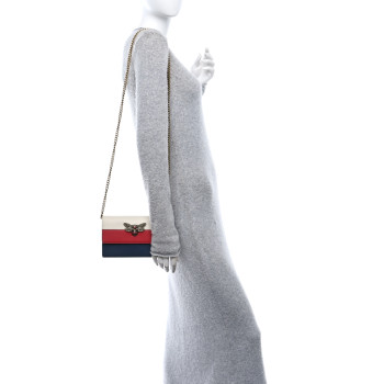 GUCCI Calfskin Queen Margaret Chain Wallet Blue Agata Hibiscus Red Mystic White