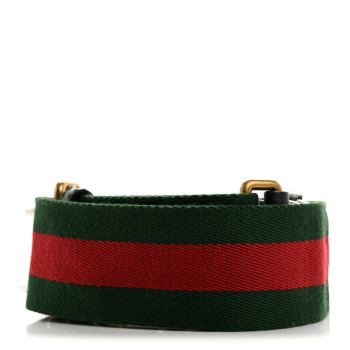 GUCCI Canvas Web Studded Wide Shoulder Strap Green Red