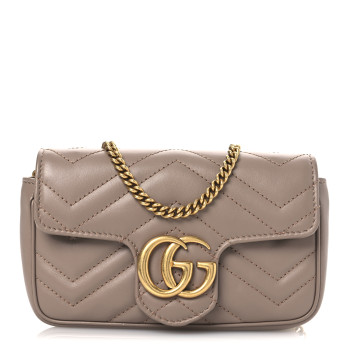 GUCCI Calfskin Matelasse Super Mini GG Marmont Shoulder Bag Porcelain Rose
