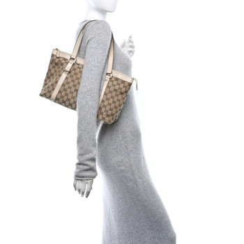 GUCCI Monogram Medium Abbey Tote Off White