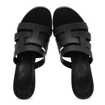 HERMES Calfskin Epsom Amica Sandals 35 Black